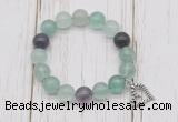 CGB6805 10mm, 12mm fluorite beaded bracelet with alloy pendant