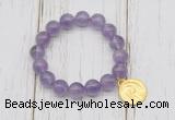 CGB6807 10mm, 12mm light amethyst beaded bracelet with alloy pendant