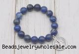 CGB6820 10mm, 12mm lapis lazuli beaded bracelet with alloy pendant