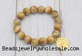 CGB6823 10mm, 12mm golden tiger eye beaded bracelet with alloy pendant