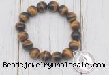 CGB6824 10mm, 12mm yellow tiger eye beaded bracelet with alloy pendant