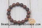 CGB6830 10mm, 12mm mahogany obsidian beaded bracelet with alloy pendant