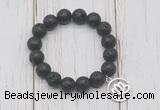 CGB6832 10mm, 12mm black lava beaded bracelet with alloy pendant