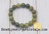 CGB6837 10mm, 12mm Canadian jade beaded bracelet with alloy pendant