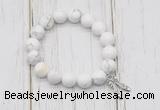 CGB6839 10mm, 12mm white howlite beaded bracelet with alloy pendant