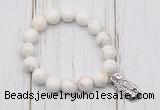 CGB6840 10mm, 12mm white howlite turquoise beaded bracelet with alloy pendant