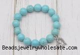 CGB6841 10mm, 12mm blue howlite turquoise beaded bracelet with alloy pendant