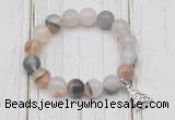 CGB6847 10mm, 12mm montana agate beaded bracelet with alloy pendant