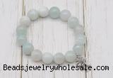 CGB6849 10mm, 12mm sea blue banded agate beaded bracelet with alloy pendant