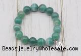 CGB6854 10mm, 12mm green banded agate beaded bracelet with alloy pendant