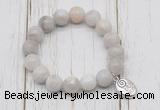 CGB6858 10mm, 12mm white crazy lace agate beaded bracelet with alloy pendant