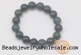 CGB6863 10mm, 12mm moss agate beaded bracelet with alloy pendant