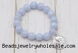 CGB6867 10mm, 12mm blue lace agate beaded bracelet with alloy pendant