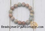 CGB6871 10mm, 12mm serpentine jasper beaded bracelet with alloy pendant