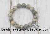 CGB6877 10mm, 12mm greeting pine jasper beaded bracelet with alloy pendant