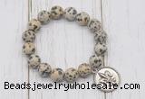 CGB6878 10mm, 12mm dalmatian jasper beaded bracelet with alloy pendant