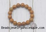 CGB6880 10mm, 12mm wooden jasper beaded bracelet with alloy pendant