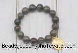 CGB6885 10mm, 12mm dragon blood jasper beaded bracelet with alloy pendant