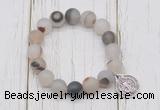 CGB6892 10mm, 12mm matte montana agate beaded bracelet with alloy pendant