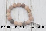 CGB6896 10mm, 12mm matte sunstone beaded bracelet with alloy pendant