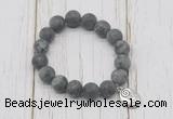 CGB6909 10mm, 12mm matte black labradorite beaded bracelet with alloy pendant