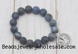 CGB6910 10mm, 12mm matte sodalite beaded bracelet with alloy pendant