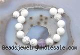 CGB6930 12mm round white howlite & lavender amethyst adjustable bracelets