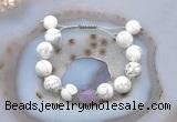 CGB6932 Hand-knotted 12mm round white howlite & lavender amethyst adjustable bracelets