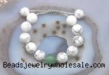 CGB6936 12mm round white howlite & green aventurine adjustable bracelets