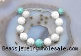 CGB6937 12mm round white howlite & sea sediment jasper adjustable bracelets