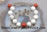 CGB6946 12mm round white howlite & red jasper adjustable bracelets