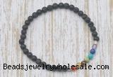 CGB7021 7 chakra 4mm black lava beaded meditation yoga bracelets