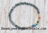 CGB7029 7 chakra 4mm moss agate beaded meditation yoga bracelets