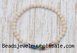 CGB7065 7 chakra 4mm white fossil jasper beaded meditation yoga bracelets