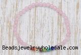 CGB7087 7 chakra 4mm rose quartz beaded meditation yoga bracelets