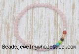 CGB7093 7 chakra 4mm pink morganite beaded meditation yoga bracelets