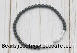 CGB7125 4mm black onyx & white howlite beaded meditation yoga bracelets