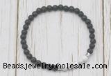 CGB7126 4mm black lava & white howlite beaded meditation yoga bracelets