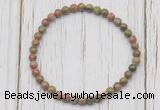 CGB7219 4mm tiny unakite beaded meditation yoga bracelets