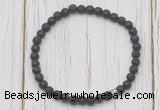 CGB7221 4mm tiny black lava beaded meditation yoga bracelets