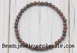 CGB7259 4mm tiny mahogany obsidian beaded meditation yoga bracelets