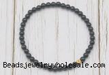 CGB7262 4mm tiny black obsidian beaded meditation yoga bracelets