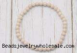 CGB7265 4mm tiny white fossil jasper beaded meditation yoga bracelets