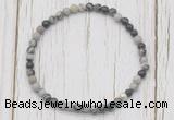 CGB7275 4mm tiny black water jasper beaded meditation yoga bracelets