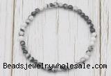 CGB7276 4mm tiny black & white jasper beaded meditation yoga bracelets