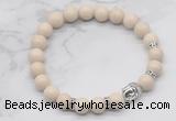 CGB7350 8mm white fossil jasper bracelet with buddha for men or women