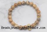 CGB7357 8mm picture jasper bracelet with skull for men or women