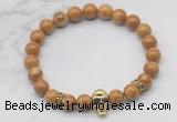 CGB7359 8mm wooden jasper bracelet with skull for men or women