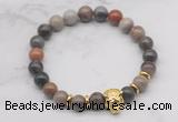 CGB7365 8mm wooden jasper bracelet with tiger head for men or women