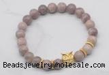 CGB7372 8mm lepidolite bracelet with owl head for men or women